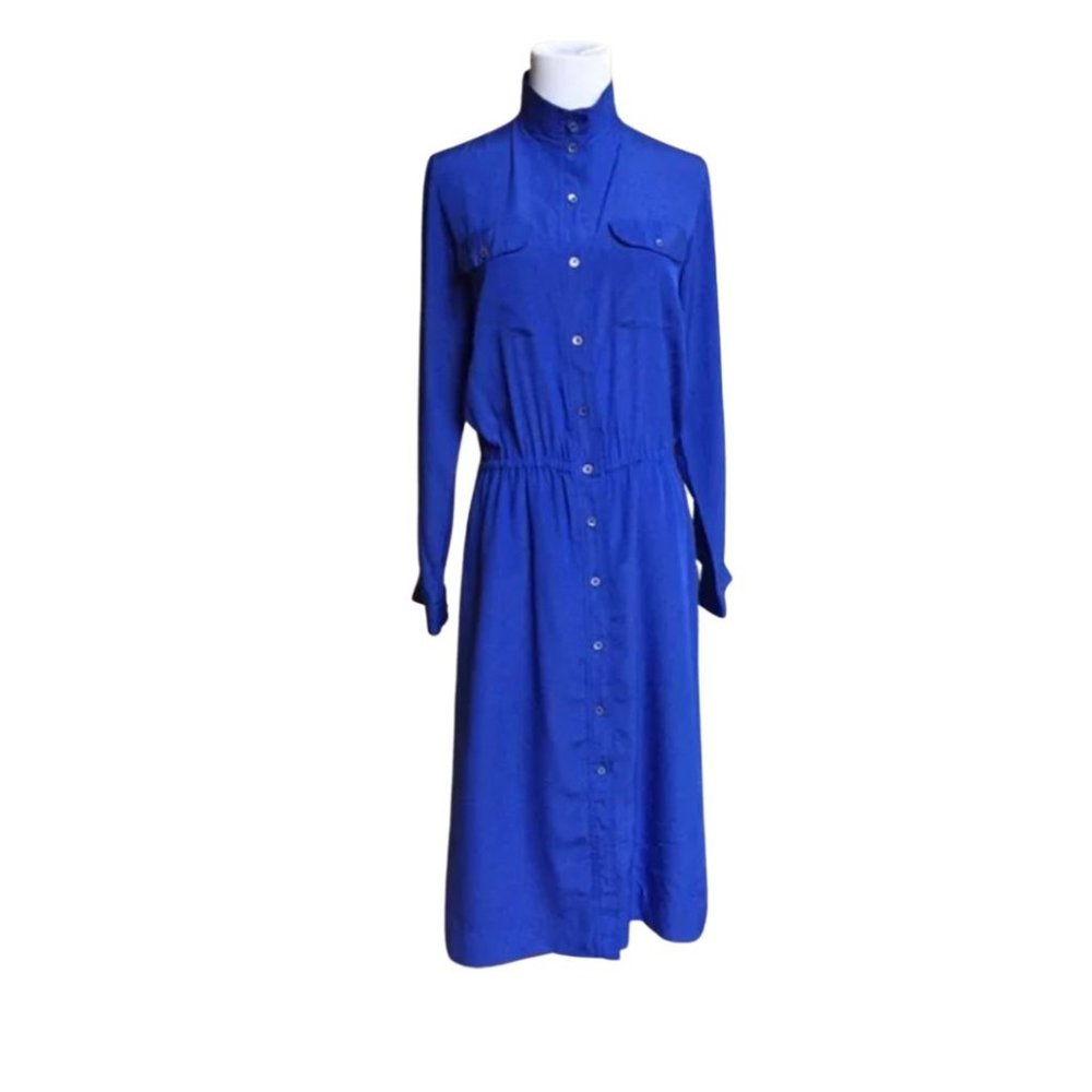 Vintage Frances Henaghan Blue Long Sleeve Button down Dress